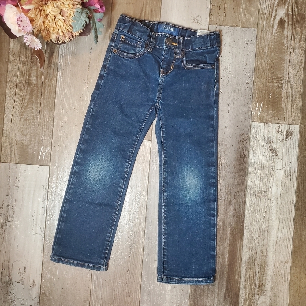 Old Navy Straight Leg Dark Wash Blue Denim Jeans Boys Size 5 Regular NWOT EUC - Picture 10 of 11